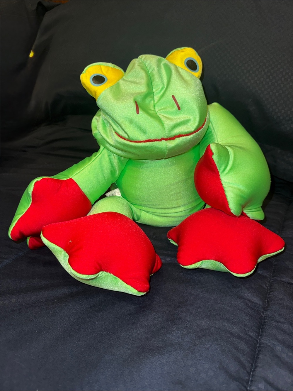 Vintage Brentwood Moshi Green Red Frog Microbead Stuffed Plush Squishy Pillow